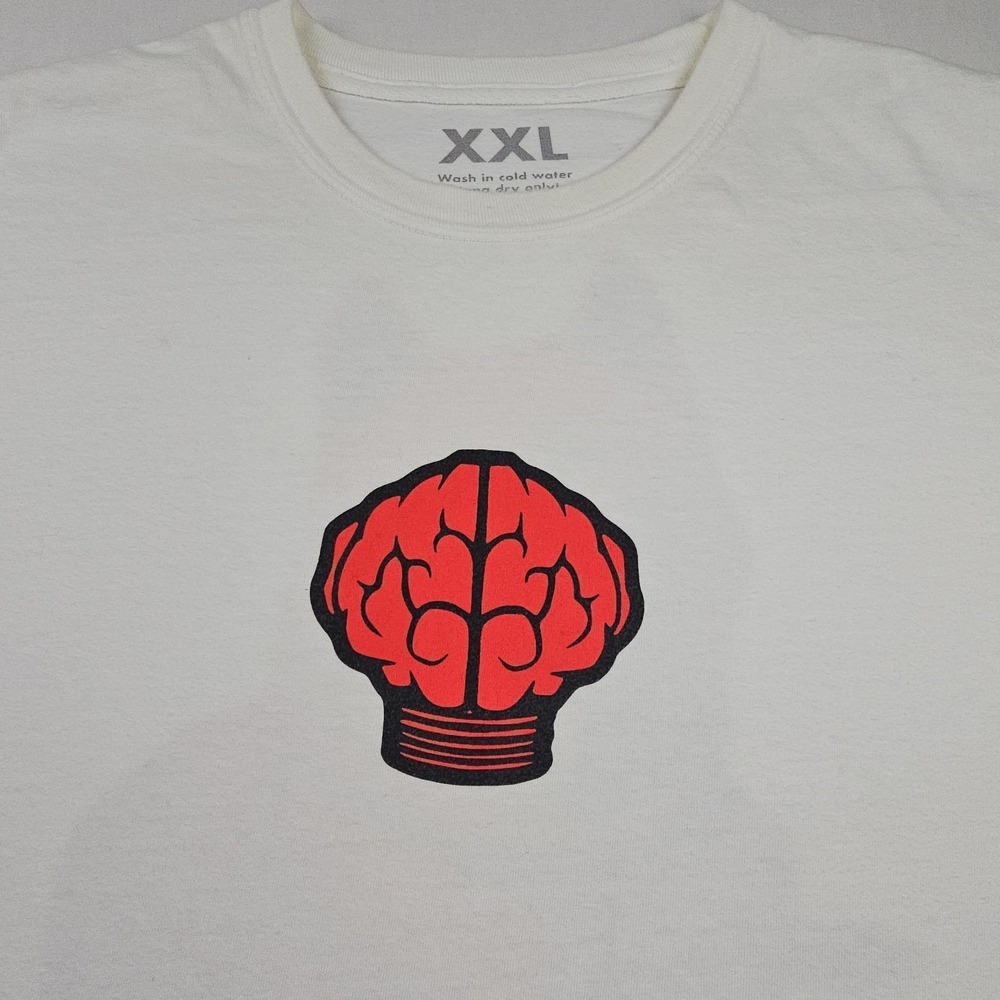 Omar-L‎ Red Wolf Dog Graphic White T Shirt Brain Front Print Men's XXL - Picture 2 of 9
